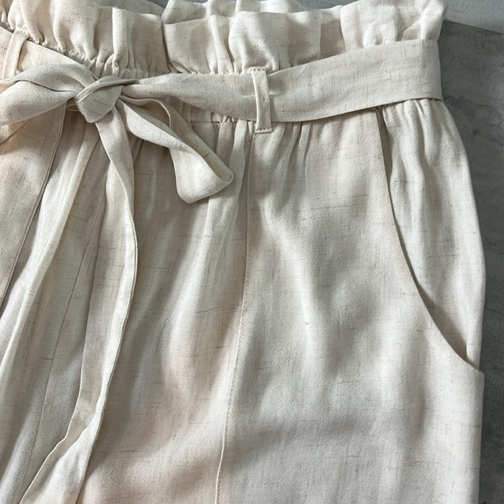 Monteau  Pants Linen paper bag  high waisted  wide leg  match belt  Size M NWOT - Picture 4 of 10